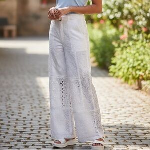ZARA Kids White Patchwork Embroidery Pants | Size 11/12 | Boho Summer Style